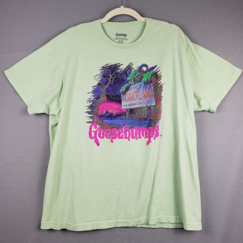 Goosebumps Size XL Welcome To Horrorland Graphic Tee Pastel Green Carnival‎ Park